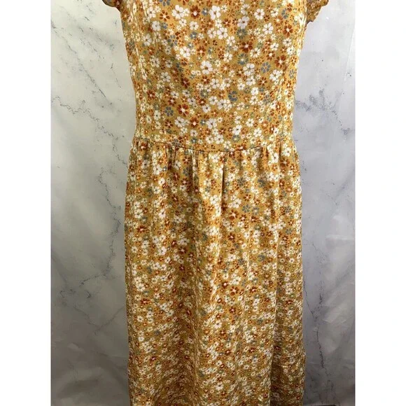 Reformation lucila Dress SZ 12 midi 100% Linen Cottagecore yellow smocked floral - Picture 8 of 16